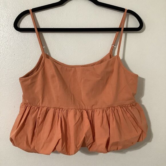 Maeve by Anthropologie Strappy Casual Orange Ruffled Bubble Hem Tank Top L - Picture 1 of 9